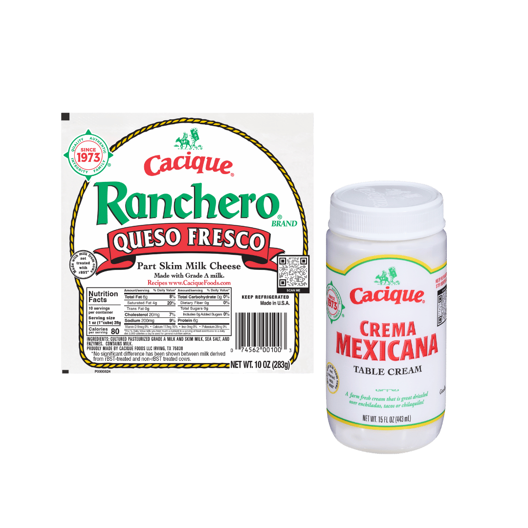 Cacique Ranchero Fresh Cheese, 10 oz, Mexican Sour Cream, 15 oz. $2.49 ea