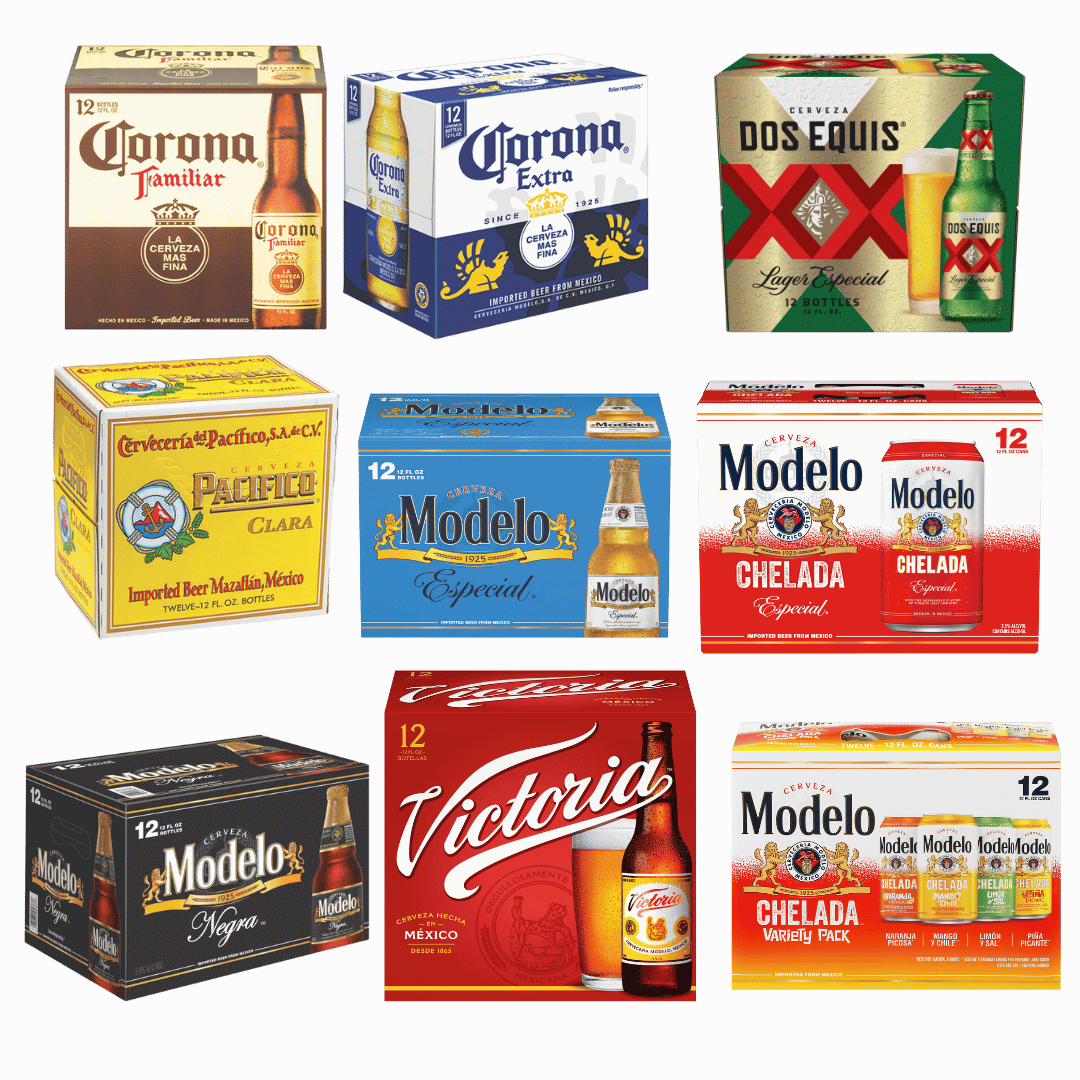 Corona, Corona Familiar, Modelo, Negra Modelo, Victoria, Pacifico, Modelo Chelada o Dos Equi, 12 Pack, 12 oz. Btls  $17.76 ea