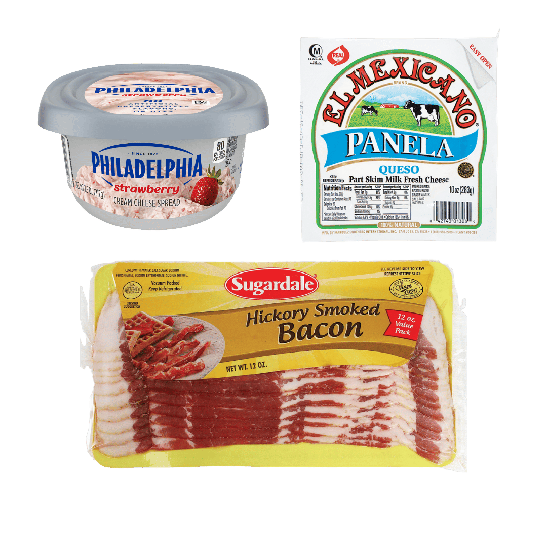 Sugardale Hickory Smoked Bacon, 12 oz., Kraft Soft Cream Cheese, 7.5 oz or El Mexicana Panela Chesse, 10 oz. $3.49 ea