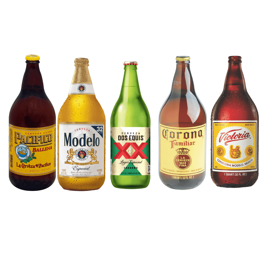 Cerveza Corona Familiar, Modelo Especial, Victoria, Dos Equis o Pacifico de 32 oz. $3.97 c/u