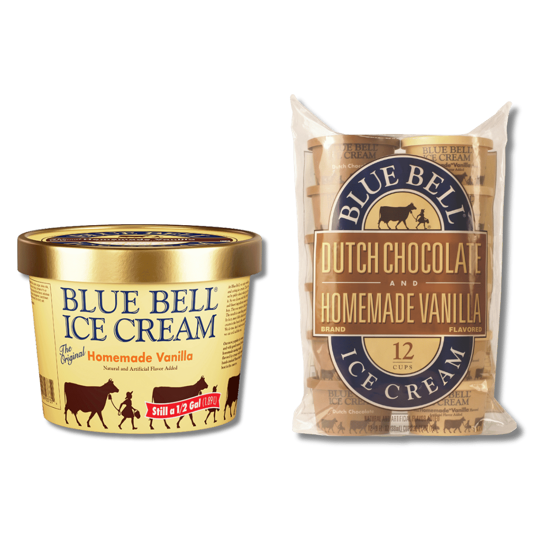 Blue Bell Ice Cream, 64 oz or Cups, 12 ct $4.99 ea