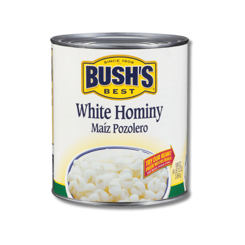 Bush White Hominy, 108 oz. $4.99 ea