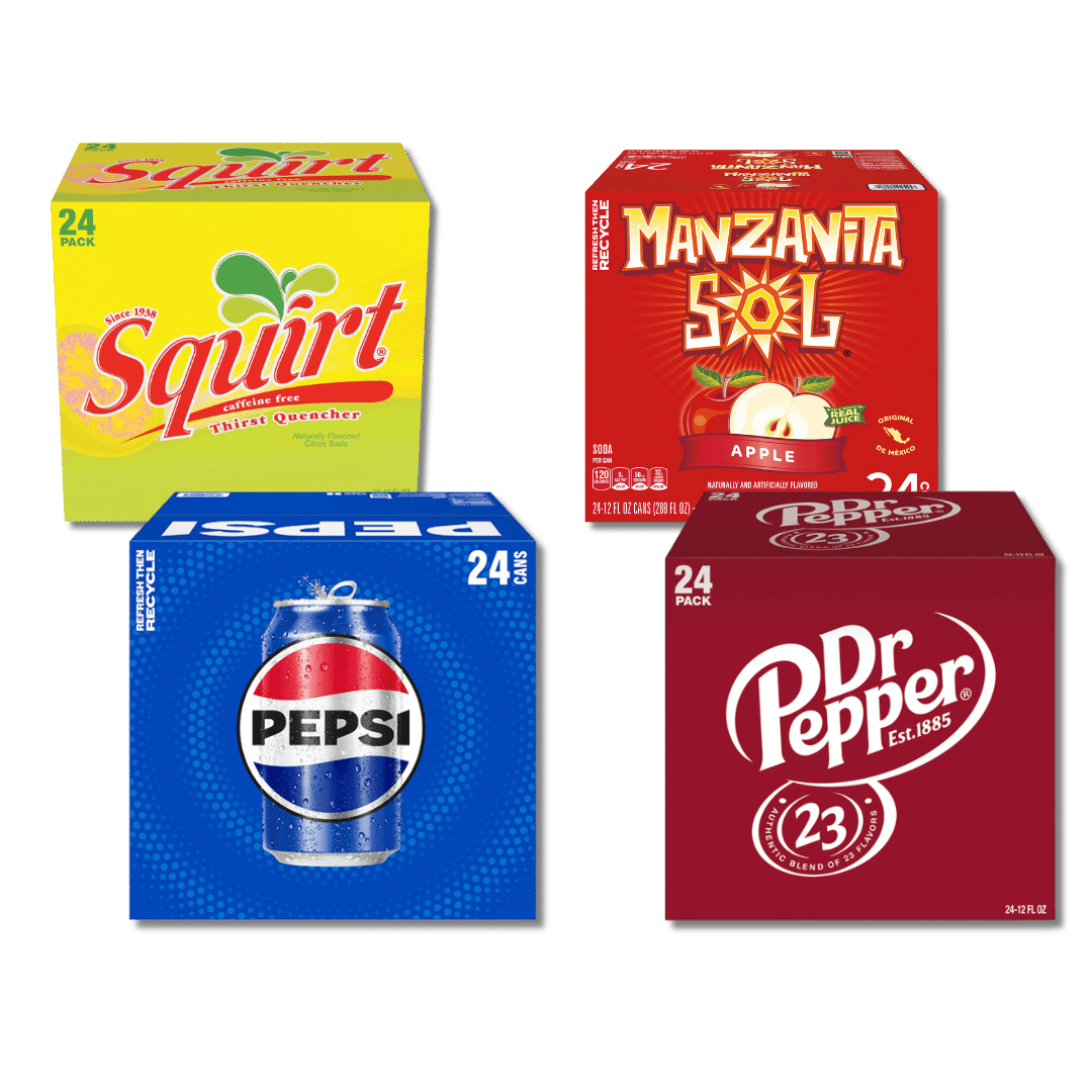 Pepsi o Dr Pepper, 24 Pack, 12 oz cans $8.97 ea